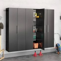 Prepac HangUps Mounted Storage Cabinet Set D, Assorted Colours, 16 X 90 X 72-in, 3-pc -Winchester Outfitters hangups 90 black storage cabinet set d 3pc 52508edb e7dd 40de b4ba 38374ea02eba