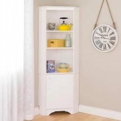 Prepac Elite 1-Door Corner Storage/Display Cabinet With Open Adjustable Shelves, White -Winchester Outfitters prepac 1 door elite tall corner storage cabinet white 5acf1f30 ad09 4fa4 88cf 60ee00c2e385
