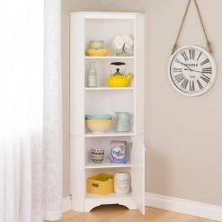Prepac Elite 1-Door Corner Storage/Display Cabinet With Open Adjustable Shelves, White -Winchester Outfitters prepac 1 door elite tall corner storage cabinet white 5bfeffda 2f0c 49d6 80d6 4053fc6254b6