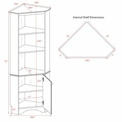 Prepac Elite 1-Door Corner Storage/Display Cabinet With Open Adjustable Shelves, White -Winchester Outfitters prepac 1 door elite tall corner storage cabinet white c6a4f6b5 d89c 4503 acd5 b41f2427ae72