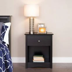 Prepac 1-Drawer Sonoma Tall Nightstand -Winchester Outfitters prepac 1 drawer sonoma tall nightstand black dff308a7 2e2d 4712 ba52 66dda351e9dd