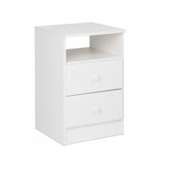 Prepac Astrid 2-Drawer Tall Bedroom Nightstand/Bedstand With Open Shelf, White -Winchester Outfitters prepac 2 drawer astrid tall nightstand black 17c89c4a e4d0 4acb 8f98 80b9124ee41c