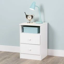 Prepac Astrid 2-Drawer Tall Bedroom Nightstand/Bedstand With Open Shelf, White -Winchester Outfitters prepac 2 drawer astrid tall nightstand white 2ab130f5 fe43 4723 a24d eb34a089468e