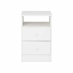 Prepac Astrid 2-Drawer Tall Bedroom Nightstand/Bedstand With Open Shelf, White -Winchester Outfitters prepac 2 drawer astrid tall nightstand white a289ad72 b5f7 4d42 bf9e e713b9726764