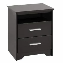 Prepac 2-Drawer Coal Harbour Tall Nightstand With Open Shelf