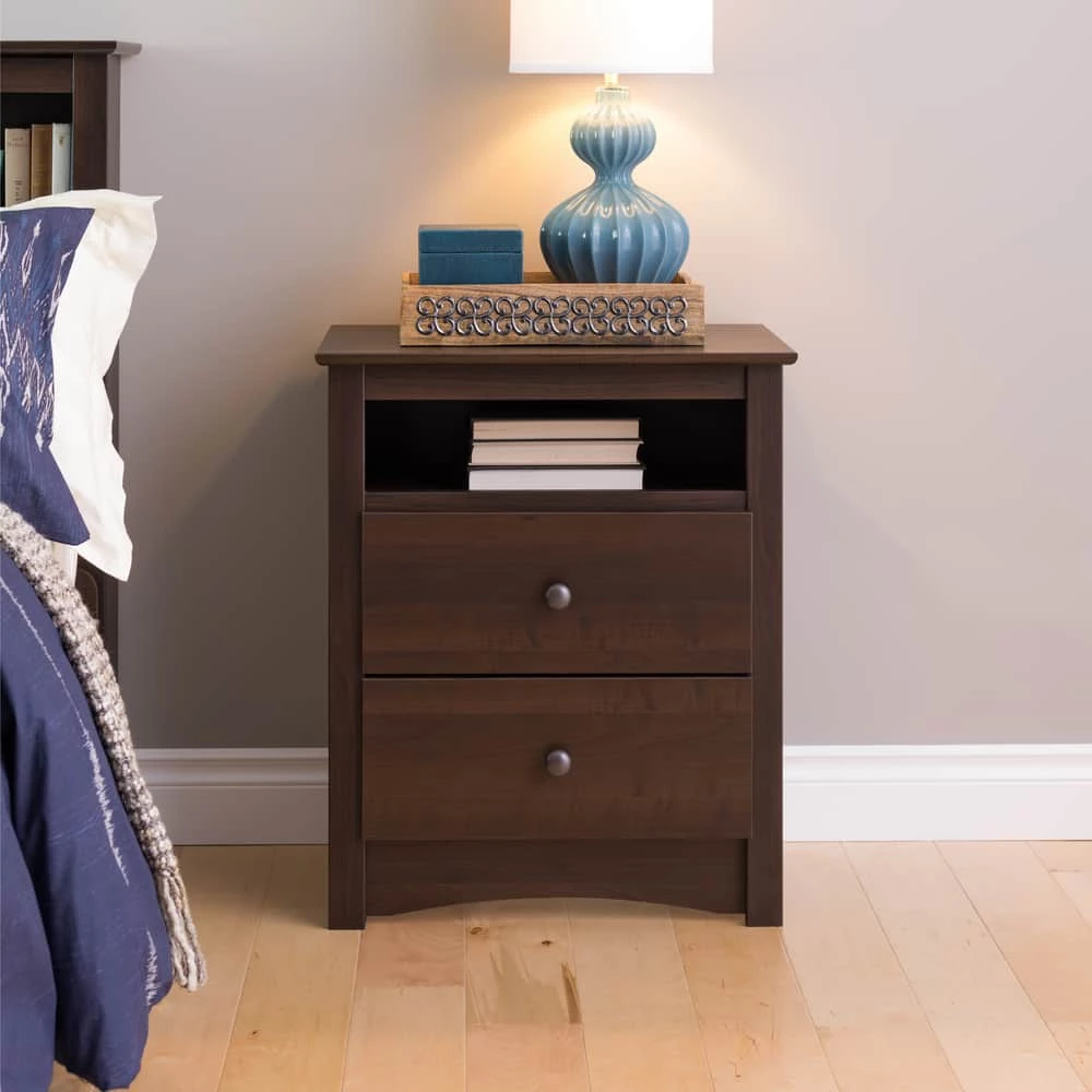 Prepac 2-Drawer Fremont Tall Nightstand With Open Shelf 7 Prepac 2-Drawer Fremont Tall Nightstand With Open Shelf - Image 5