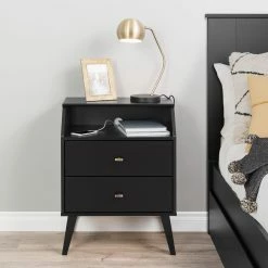 Prepac 2-Drawer Milo Night Stand With Angled Top -Winchester Outfitters prepac 2 drawer milo nightstand with angled top black ec5ae1ea c662 41f2 9495 248fb4fd62be