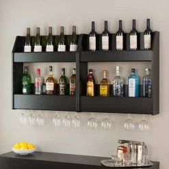 Prepac 2-Tier Floating Wine & Liquor Rack -Winchester Outfitters prepac 2 tier floating wine and liquor rack black 2414ebbb a353 4b1d bd82 ded717d0fed8