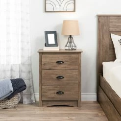 Prepac Salt Spring 3-Drawer Tall Bedroom Nightstand/Bedstand Open Shelf, Drifted Finish -Winchester Outfitters prepac 3 drawer salt spring tall nightstand drifted grey 145f8b04 e3f2 4ee4 bcdb 144b57197498