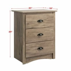 Prepac Salt Spring 3-Drawer Tall Bedroom Nightstand/Bedstand Open Shelf, Drifted Finish -Winchester Outfitters prepac 3 drawer salt spring tall nightstand drifted grey 170eeeb8 e979 4d3d bfec cf3cb4f3912a