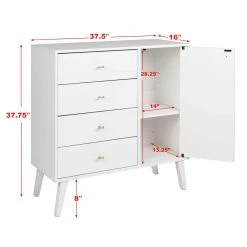 Prepac 4-Drawer Milo Mid-Century Modern Chest With Door -Winchester Outfitters prepac 4 drawer milo mcm chest with door white 8188b608 1768 4bec 8d5e 44e3e7795e9d