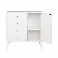 Prepac 4-Drawer Milo Mid-Century Modern Chest With Door -Winchester Outfitters prepac 4 drawer milo mcm chest with door white bdab02fa 363e 496b 8506 8abef7ec14c3