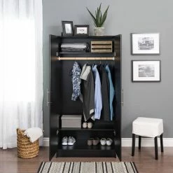 Prepac Elite 2-Door Armoire/Wardrobe With Hanger Rod & Storage Shelves -Winchester Outfitters prepac elite wardrobe cabinet 32 black 85536e6c 43d9 4d91 ba34 311740668dec