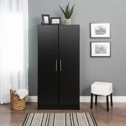Prepac Elite 2-Door Armoire/Wardrobe With Hanger Rod & Storage Shelves -Winchester Outfitters prepac elite wardrobe cabinet 32 black 9e01093a 1d89 4fd4 a580 673db47dabb8