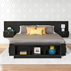 Prepac Series 9 Designer King Floating Headboard With Nightstands -Winchester Outfitters prepac series 9 headboard with nightstands black king 2b32d6a6 be65 4fd5 a526 d36d3562e601
