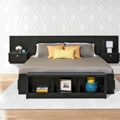 Prepac Series 9 Designer King Floating Headboard With Nightstands -Winchester Outfitters prepac series 9 headboard with nightstands black king 863ae325 b33a 49e9 bba5 01abfdb98c32