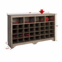 Prepac Shoe Cubby Console, 60-in -Winchester Outfitters prepac shoe cubby console 60 drifted grey 79388a47 cbfe 4077 8792 4133b69a856c