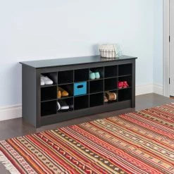 Prepac 18-Cubby Shoe Storage Bench For Entryway/Hallway/Mudroom, Black -Winchester Outfitters prepac shoe storage cubbie bench black 17c08244 5a06 4bbc 9c6f 77ef0de21869