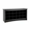 Prepac 18-Cubby Shoe Storage Bench For Entryway/Hallway/Mudroom, Black
