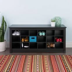 Prepac 18-Cubby Shoe Storage Bench For Entryway/Hallway/Mudroom, Black -Winchester Outfitters prepac shoe storage cubbie bench black 80602456 5c71 492b b1ba 987646ca701c