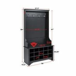 Prepac 4-Hook Entryway Coat Rack/Hall Tree With Bench & Shoe Cubby Storage Shelves, Black 15 Prepac 4-Hook Entryway Coat Rack/Hall Tree With Bench & Shoe Cubby Storage Shelves, Black -Winchester Outfitters prepac wide hall tree and bench with storage black b8efe602 320e 4a3a 842f 93693402bbfe