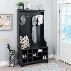 Prepac 4-Hook Entryway Coat Rack/Hall Tree With Bench & Shoe Cubby Storage Shelves, Black 14 Prepac 4-Hook Entryway Coat Rack/Hall Tree With Bench & Shoe Cubby Storage Shelves, Black -Winchester Outfitters prepac wide hall tree and bench with storage black fa7efafa d015 469a adca 0b2e1f730460